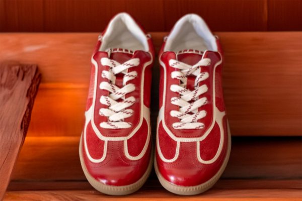 The Dalia Women’s Cherry Lace-Up Sneaker | Retro Vegan Suede Comfort Shoe by Oasis Society - Image 3